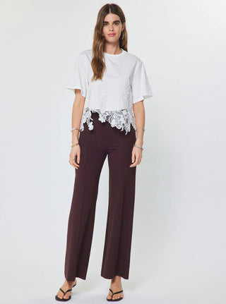 Asymmetric Lace Hem Boxy Cotton Tee - Verte Boutique