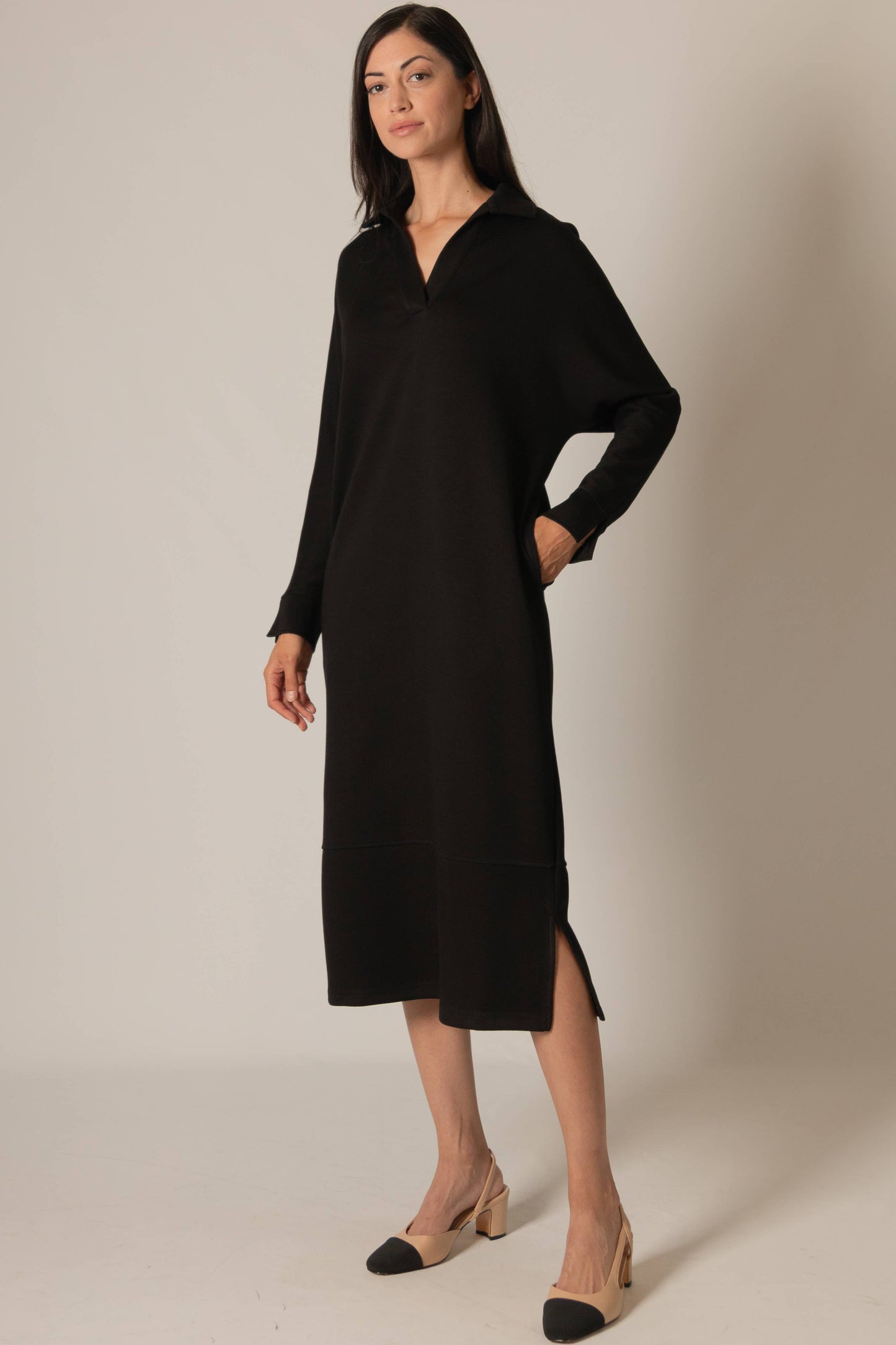 Butter Modal Collared Long Sleeve Dress