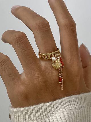Shell Dangle Chain Ring - Verte Boutique
