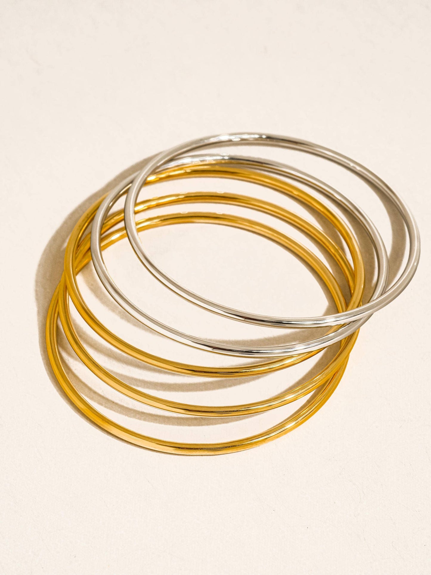 Gold Non-Tarnish Classic Thin Bangle Set