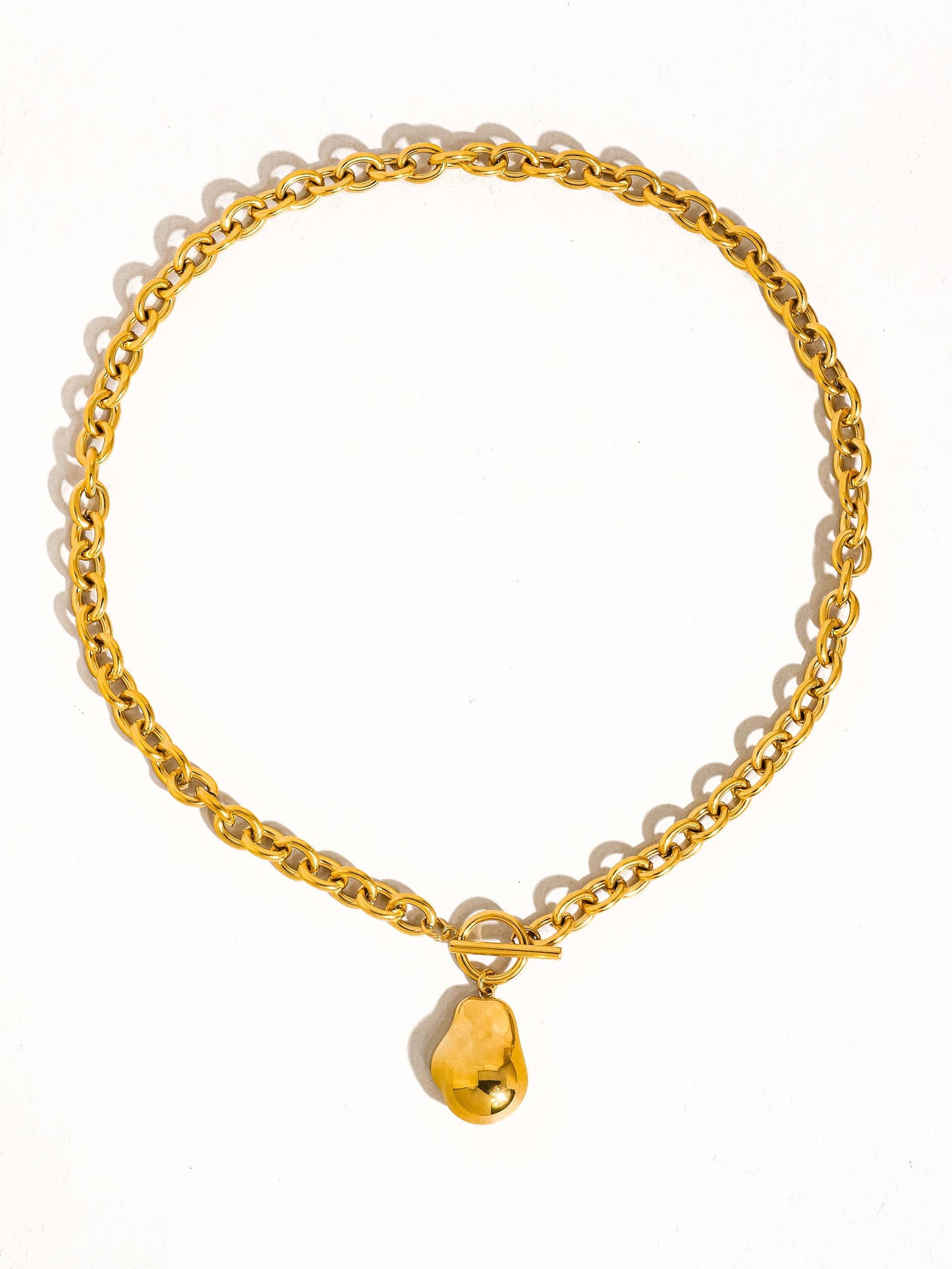 Non-Tarnish Large Pearl Chain Necklace