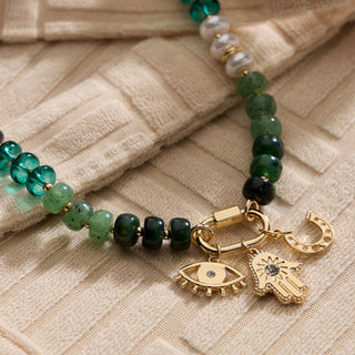 Layered Glass Bead Necklace | Trio of Charms - Verte Boutique