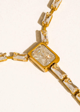 Cieline 18K Gold Non - Tarnish CZ Lariat Necklace – Waterproof & Hypoallergenic - Verte Boutique