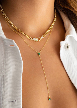 Sterling Lariat Necklace with Pear Shape CZ - Verte Boutique