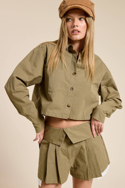 Button Down Shirt and Pleated Skort Set