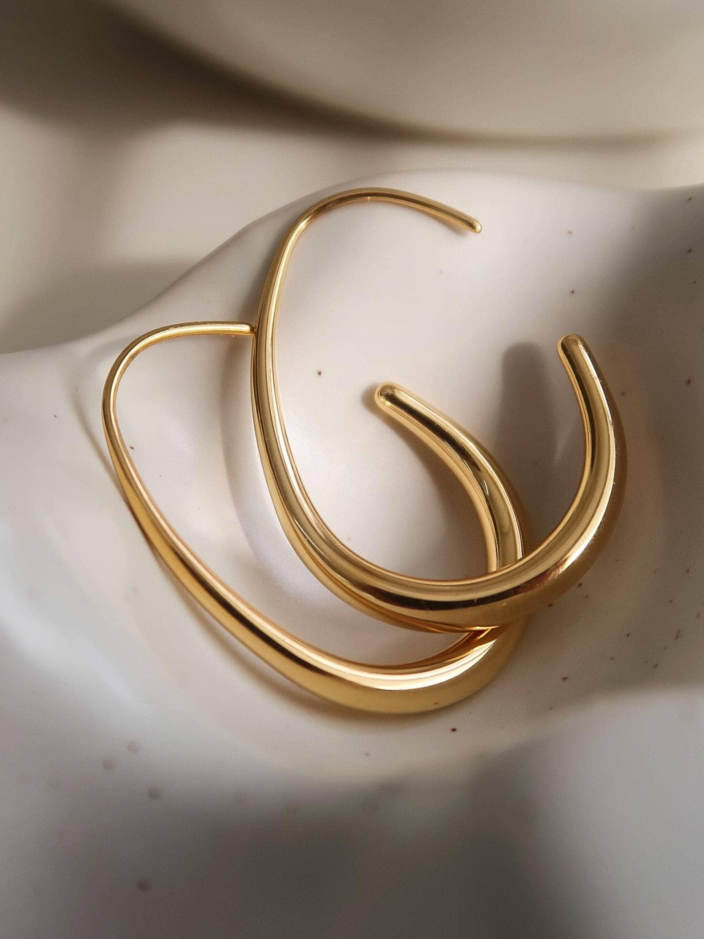 Gold Non-Tarnish Minimalist Open Hoop Earrings
