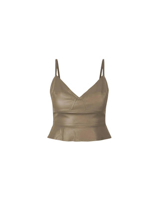 Faux Leather Peplum Cami Top - Verte Boutique