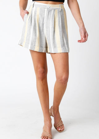 Sunrise Coast Striped Linen - Blend Shorts - Verte Boutique