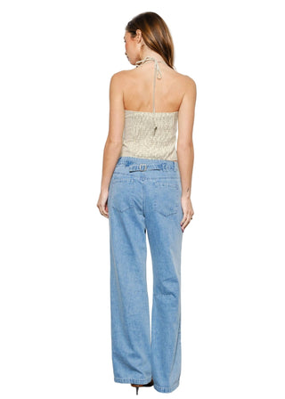 Beaded Stripe Halter Top - Verte Boutique