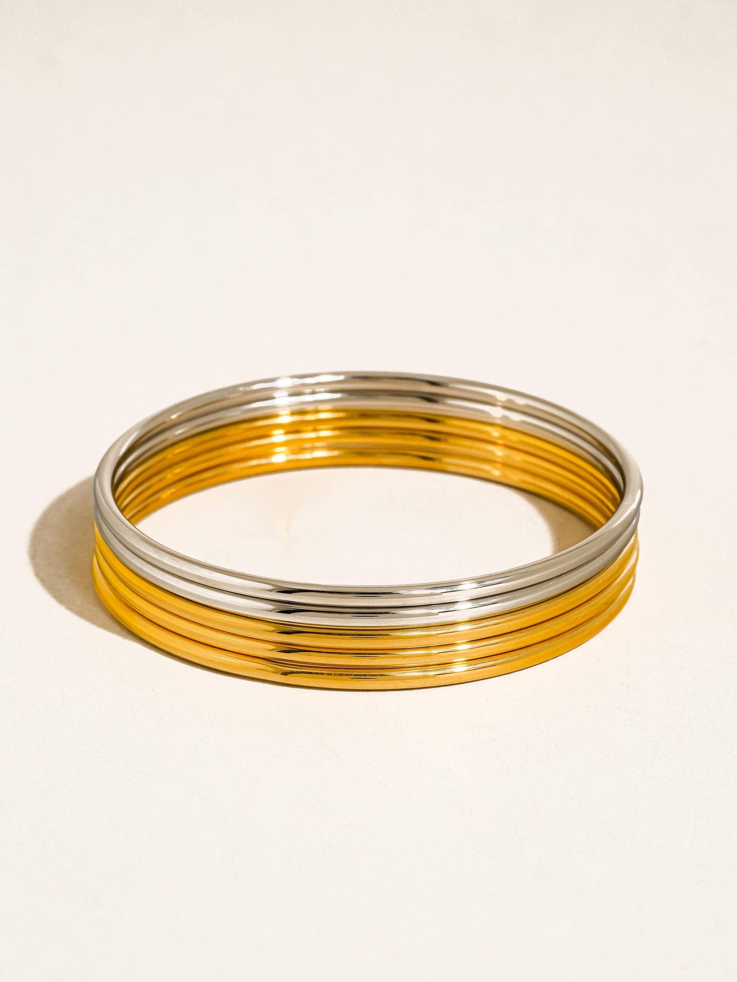 Gold Non-Tarnish Classic Thin Bangle Set