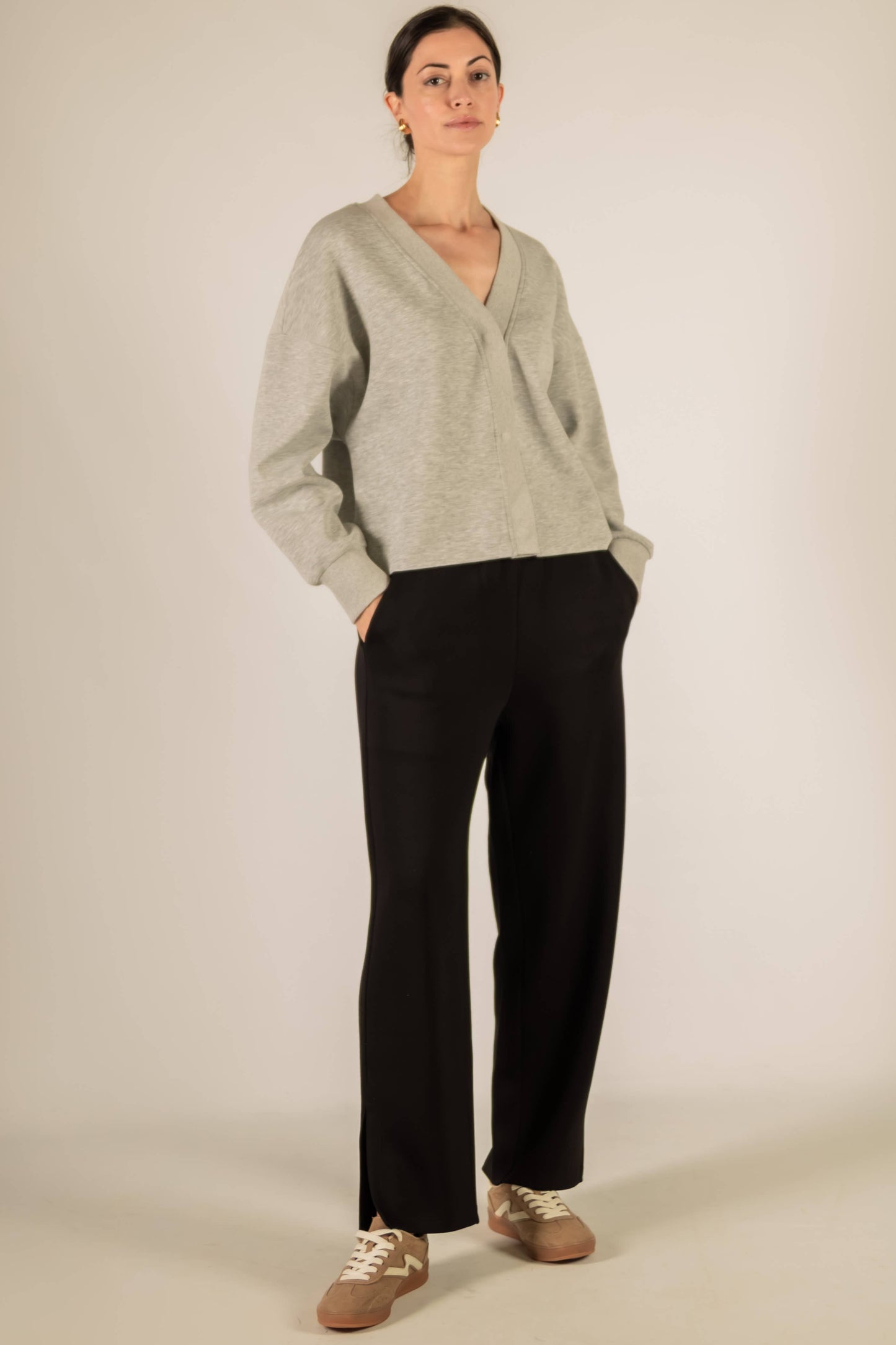 Butter Modal Rib Contrast Oversized Cropped Cardigan