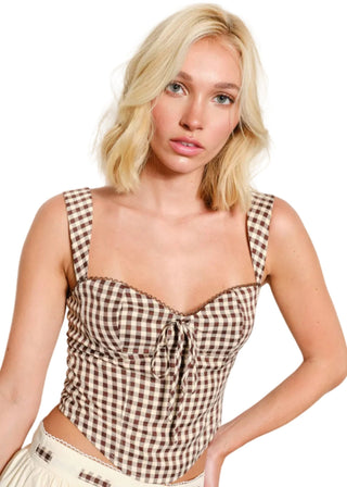Gingham Bustier Top - Verte Boutique
