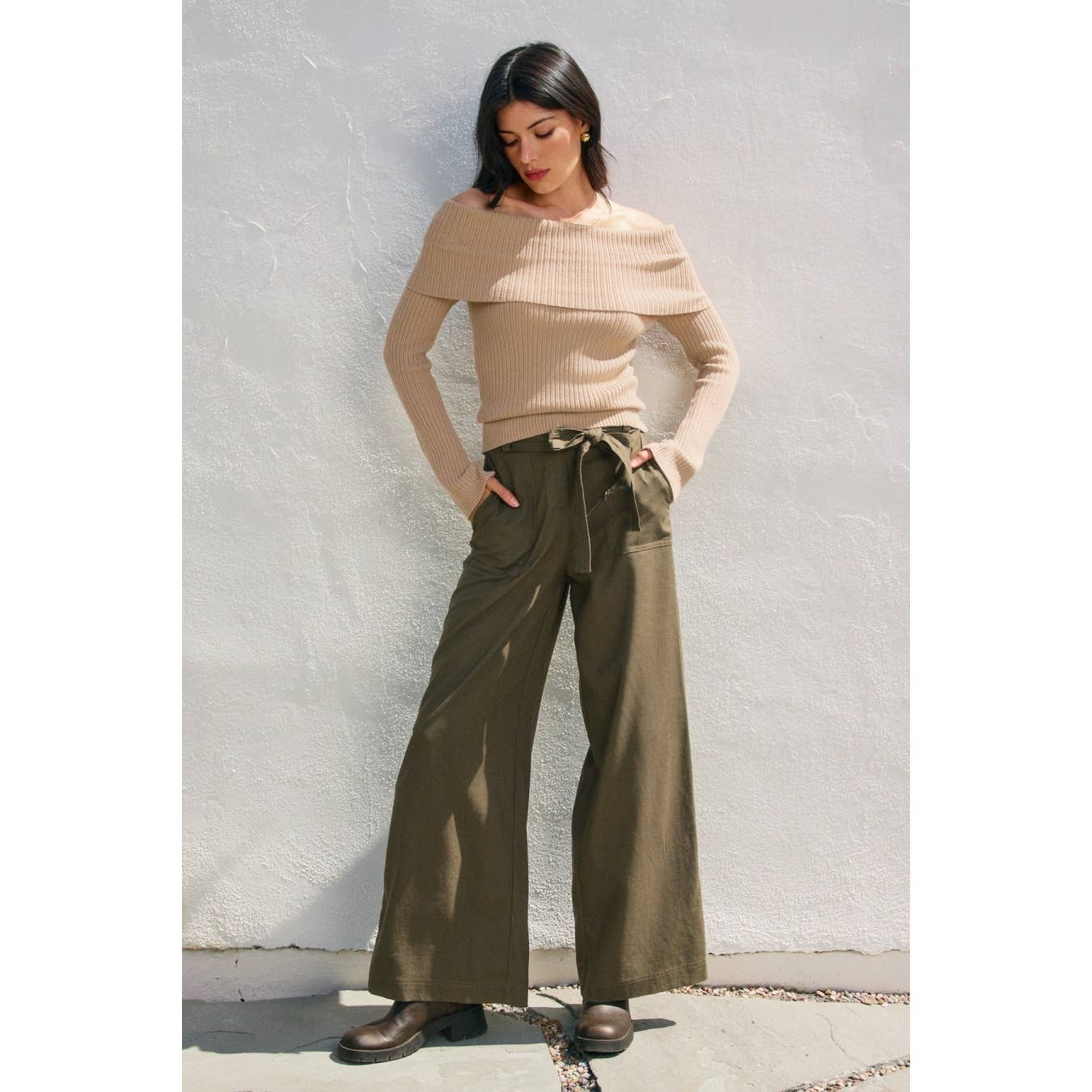 Wide Leg Belted Pants