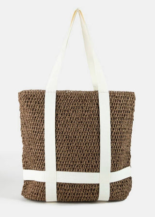 The Wanderlust Straw Beach Tote with Integrated Hat Carrier - Verte Boutique
