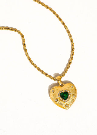 Green CZ Heart Necklace - Verte Boutique