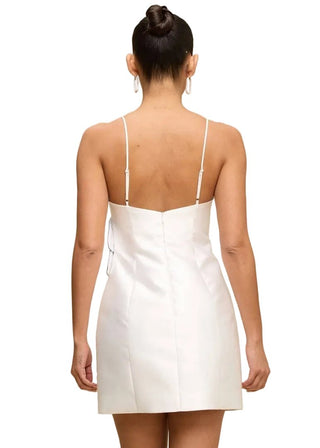 White Mini Dress with 3D Floral Applique - Verte Boutique