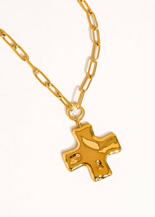 18K Gold Plated Square Cross Necklace | Waterproof Stainless Steel - Verte Boutique