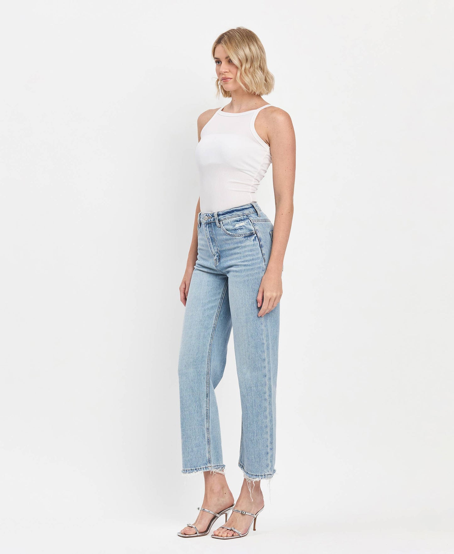 High Rise Slim Wide Jeans