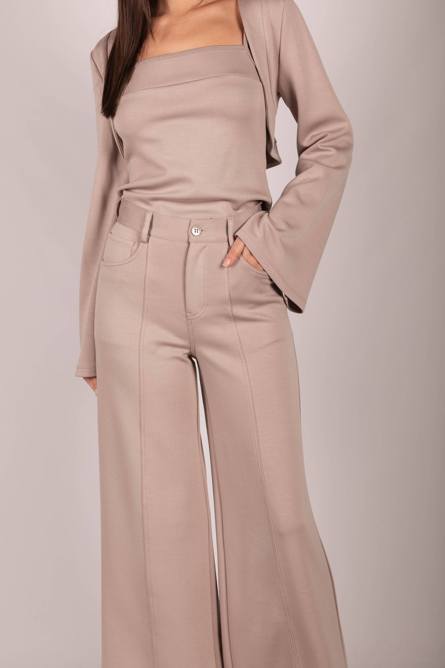 Butter Modal Pleated Wide Leg Trousers