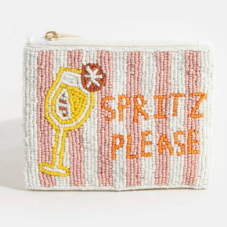 Spritz Please Striped Seed Beaded Coin Purse - Verte Boutique