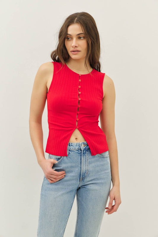 Ribbed Button Down Top
