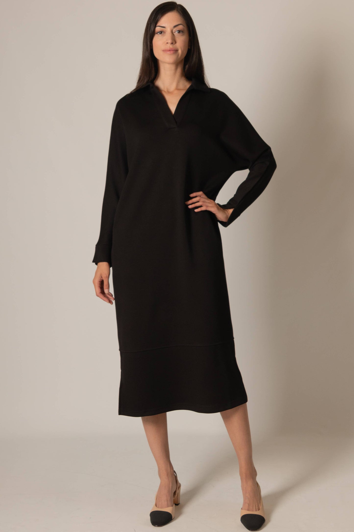 Butter Modal Collared Long Sleeve Dress