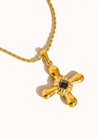 Sacred Stone Cross Necklace | 18K Gold Plated Stainless Steel - Verte Boutique