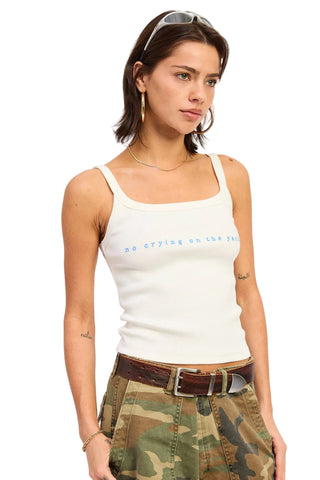 No Crying on the Yacht Embroidered Rib Tank - Verte Boutique