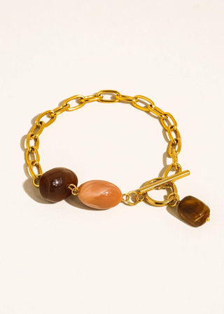 Gold Non - Tarnish Agate Charm Bracelet - Verte Boutique