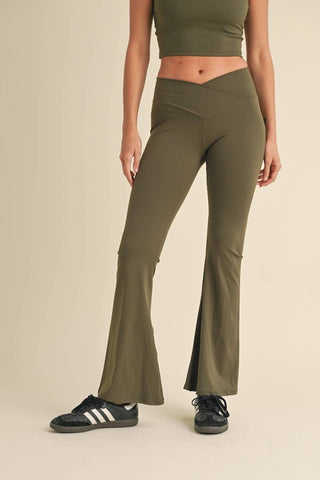 High Waist Crossover Flare Legging - Verte Boutique