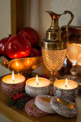 Holiday Trio Set of three 4 oz Candle Travel Tins - Verte Boutique