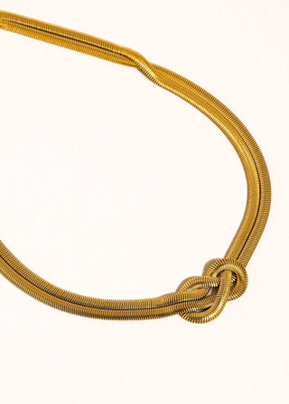 Gold Non - Tarnish Statement Knot Necklace - Verte Boutique