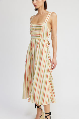 Striped Retro Midi Dress - Verte Boutique