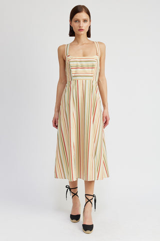 Striped Retro Midi Dress - Verte Boutique