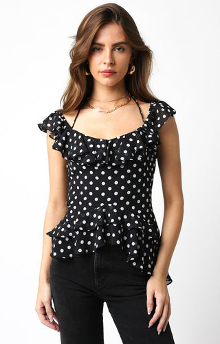 Flounce Tie Front Top - Verte Boutique